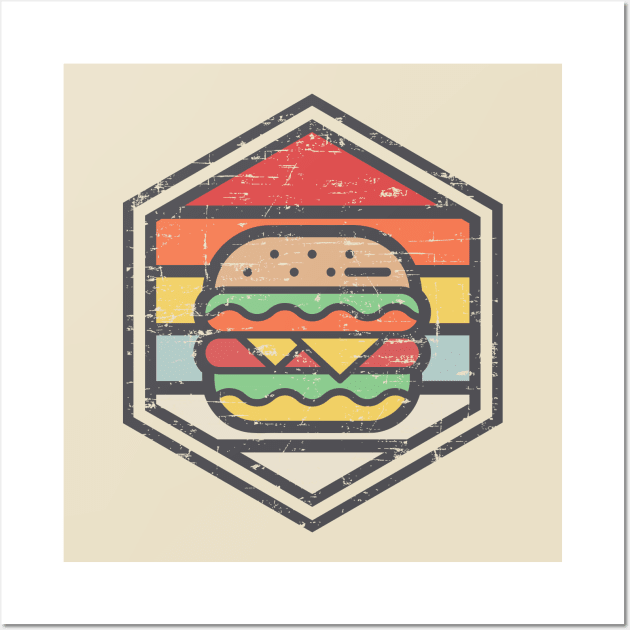 Retro Badge Burger Light Wall Art by rojakdesigns